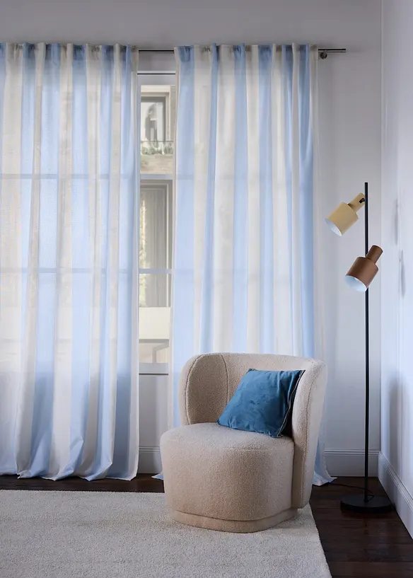 Gardin med stripem&oslash;nster og resirkulert polyester (1-pack), bonprix