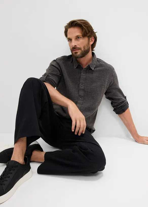 Skjorte av musselin i utvasket stil i 100% bomull, bonprix