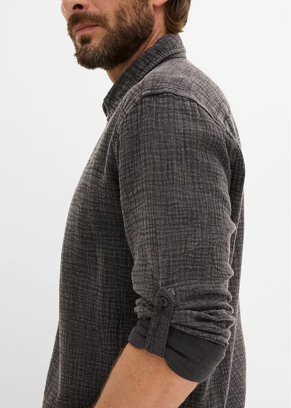 Skjorte av musselin i utvasket stil i 100% bomull, bonprix