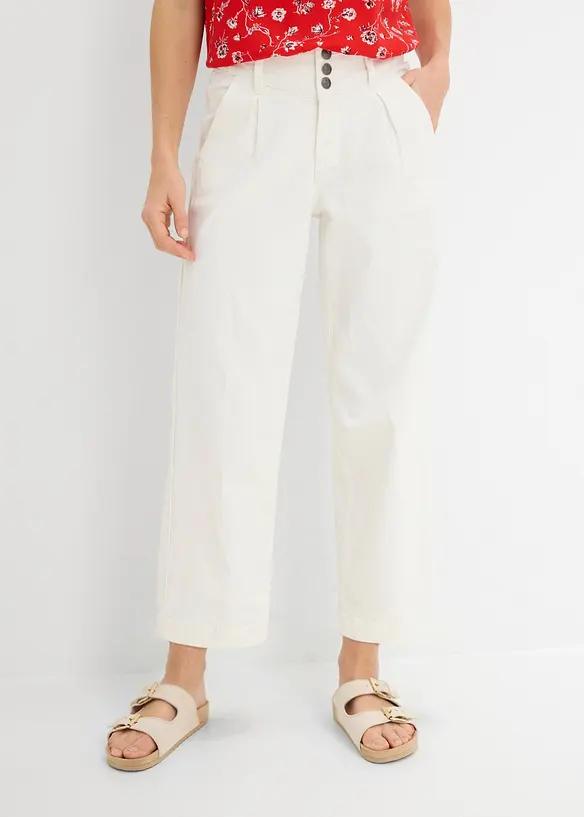 Cropped, Wide Leg-jeans High Waist, komfortlinning, bonprix