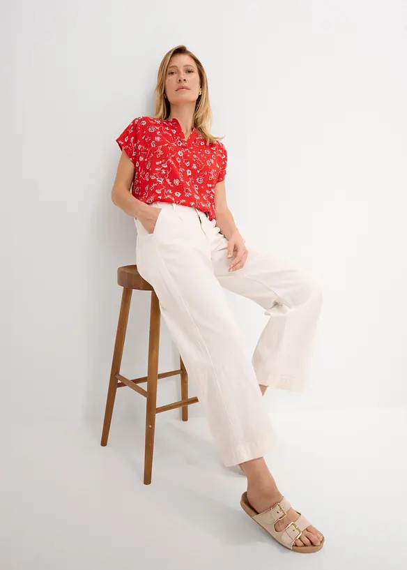 Cropped, Wide Leg-jeans High Waist, komfortlinning, bonprix