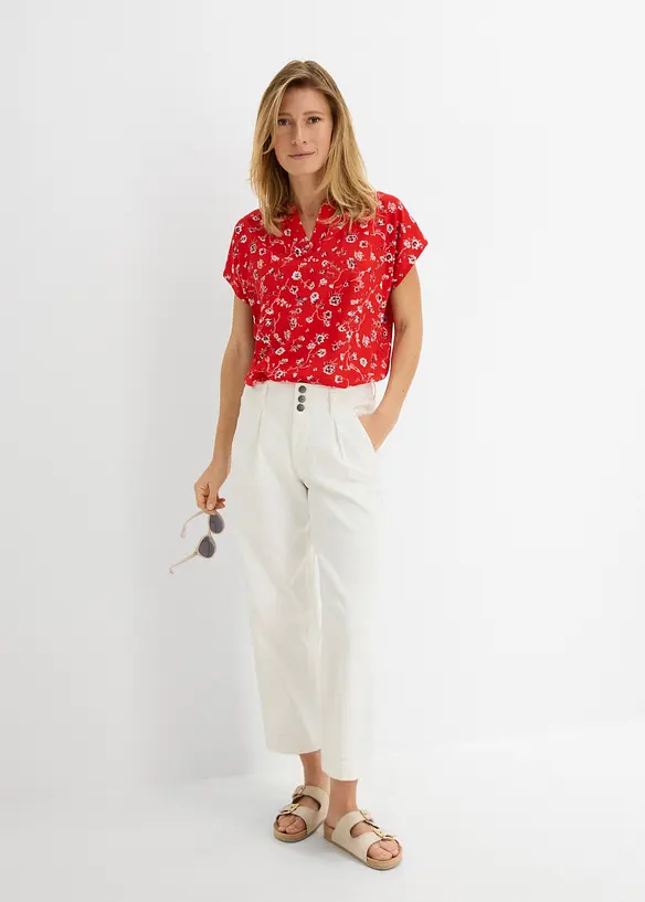 Cropped, Wide Leg-jeans High Waist, komfortlinning, bonprix