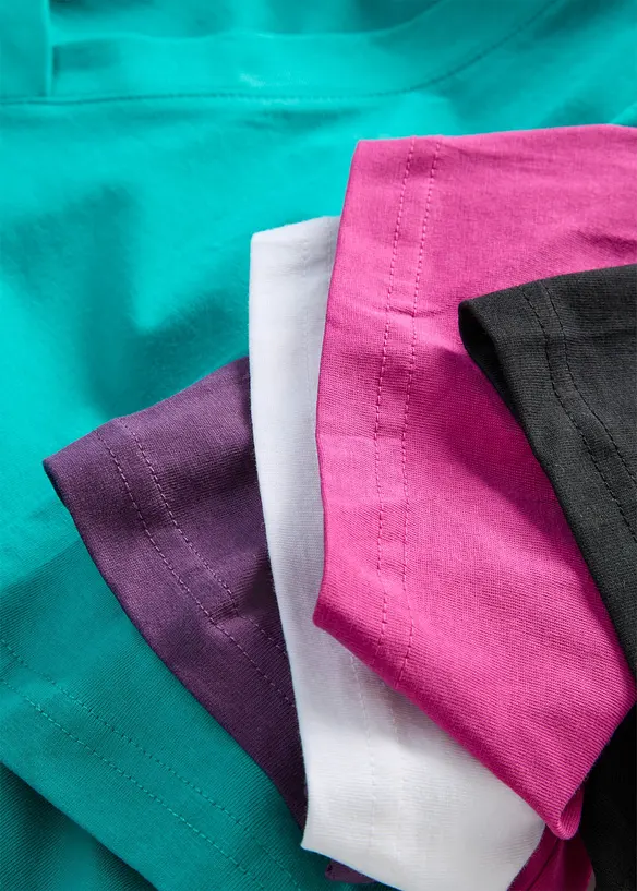 Vid, lang topp med V-hals, kortermet (5-pack), bonprix