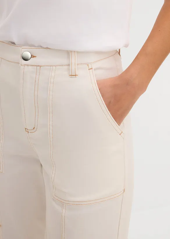 Ankellang twillbukse av bomull-/elastanmiks, bonprix