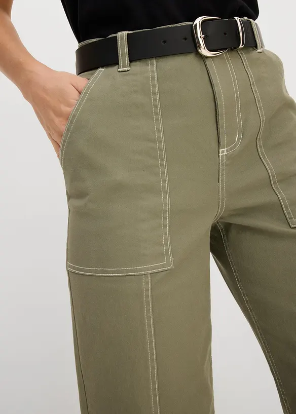 Ankellang twillbukse av bomull-/elastanmiks, bonprix