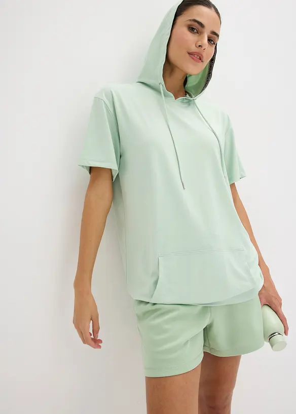 Oversized treningstopp med hette, hurtigt&oslash;rkende, bonprix