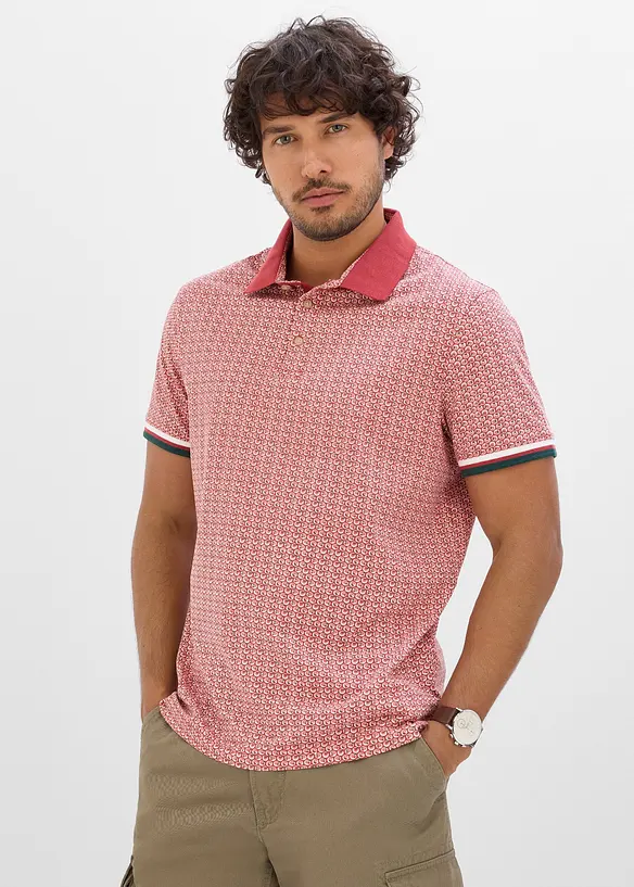 Kortermet jersey-poloskjorte i 100% &oslash;kologisk bomull, bonprix