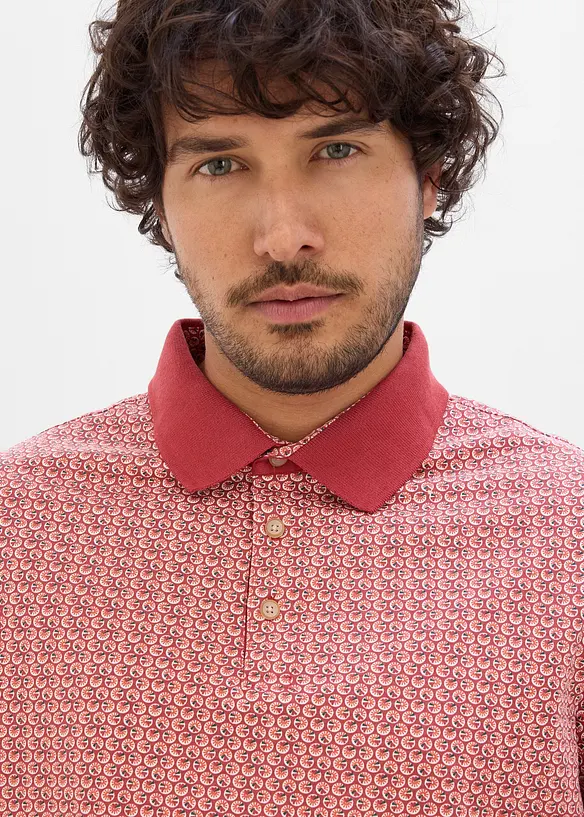 Kortermet jersey-poloskjorte i 100% &oslash;kologisk bomull, bonprix