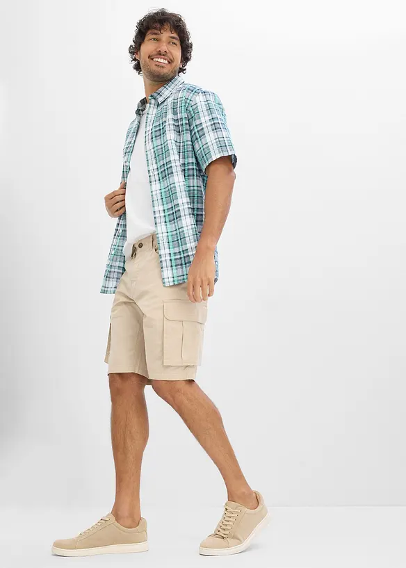 Kortermet skjorte i kreppmateriale av 100% bomull, bonprix