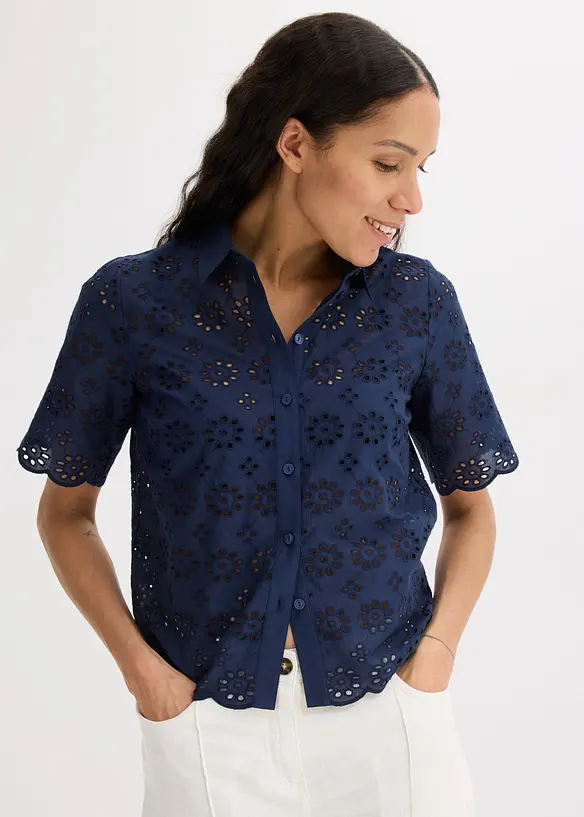 Kortermet bluse i 100% bomull, bonprix