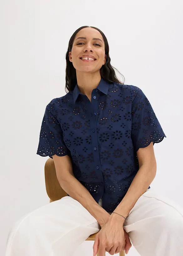 Kortermet bluse i 100% bomull, bonprix