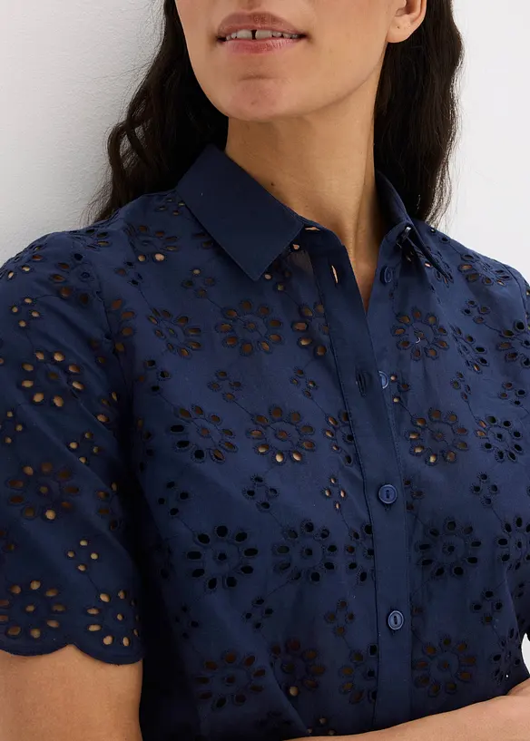 Kortermet bluse i 100% bomull, bonprix