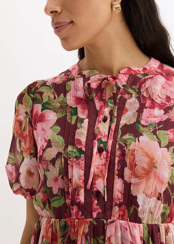 Tunikakjole med blonde, bonprix