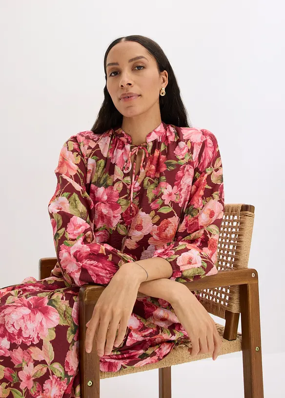 Midikjole i lett viskosemiks, bonprix