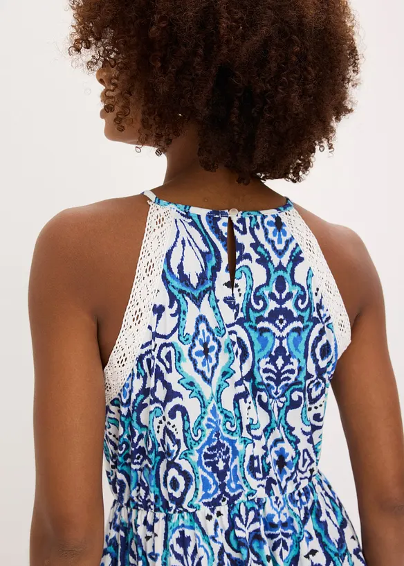 Midikjole med blonder, bonprix