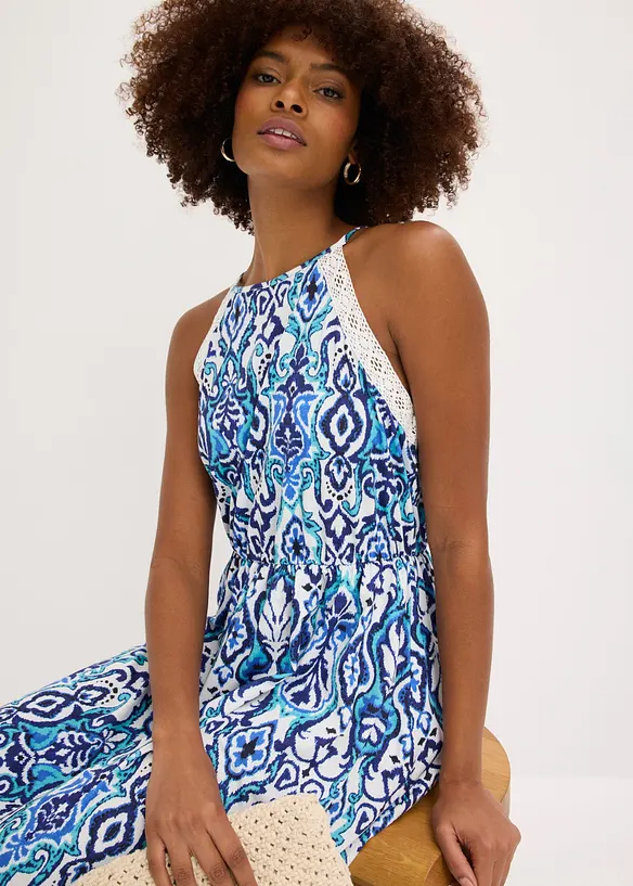 Midikjole med blonder, bonprix