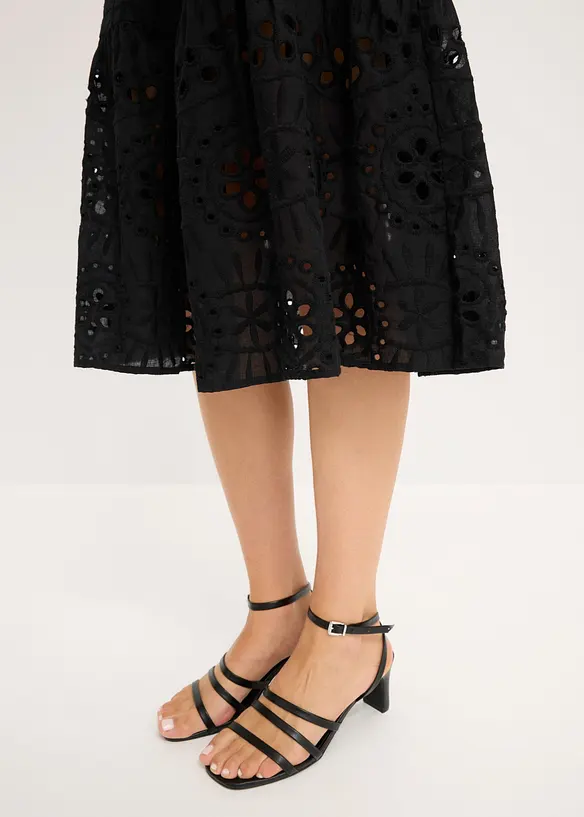 Midikjole i 100% bomull med hullbroderi, bonprix