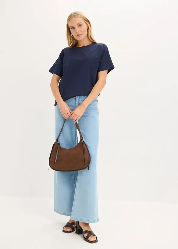 Topp med hullbroderi, bonprix