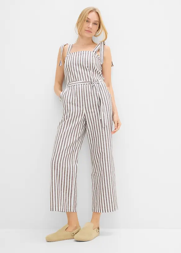 Jumpsuit i bomull med lin, bonprix