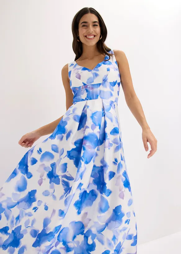 Maxikjole i glinsende sateng, bonprix