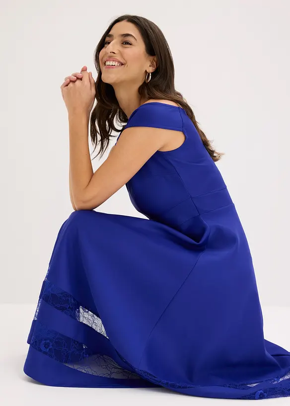 Off shoulder-kjole med blonder, bonprix