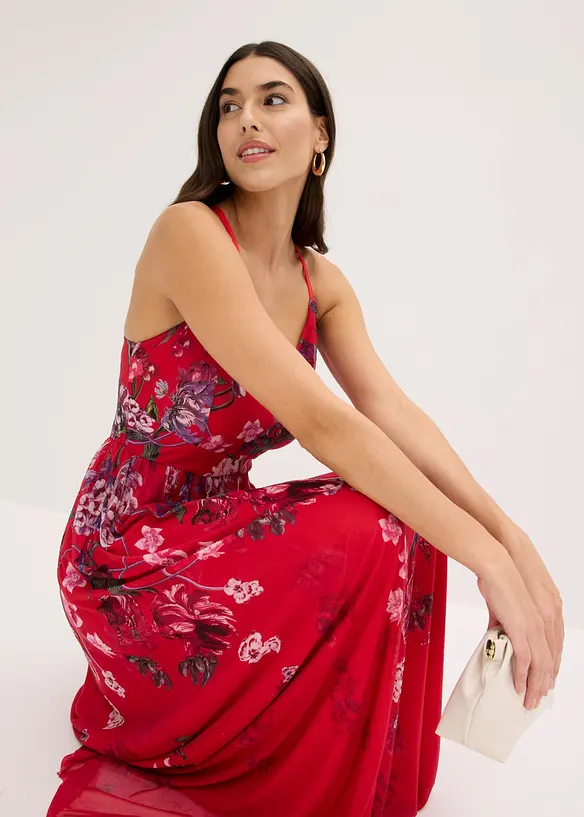 Maxikjole av delikat tyll med stropper, bonprix