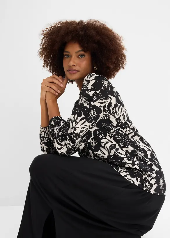 Bluse med blondeb&aring;nd, bonprix