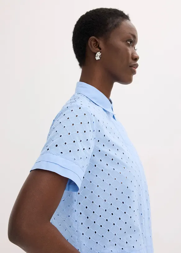 Bluse med hullbroderi, bonprix