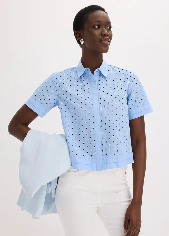 Bluse med hullbroderi, bonprix