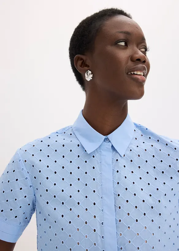 Bluse med hullbroderi, bonprix