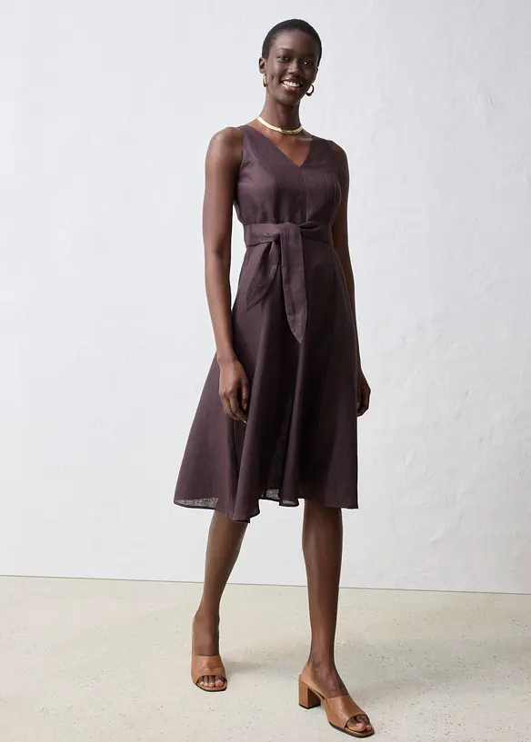 Midikjole i 100% lin, bonprix