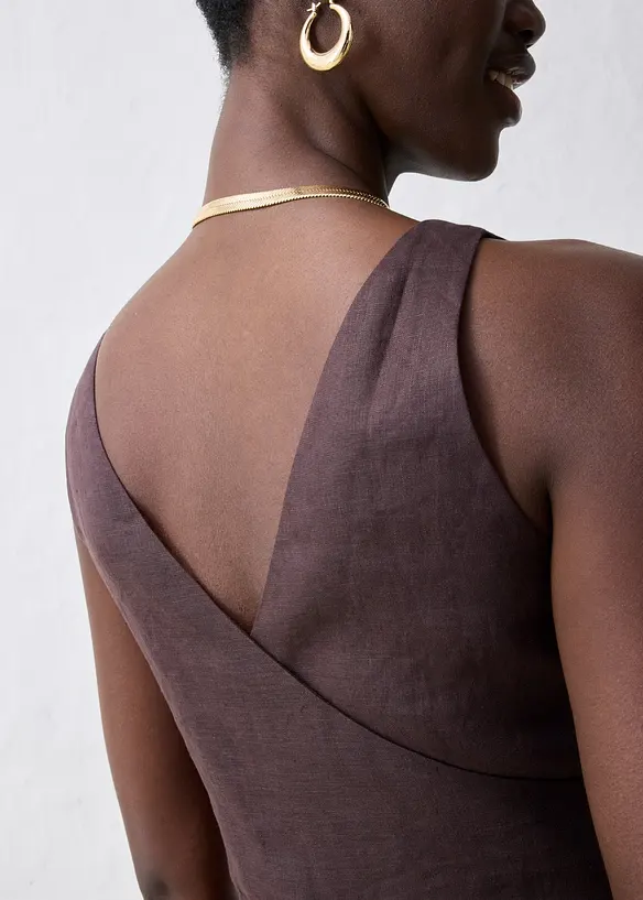 Midikjole i 100% lin, bonprix