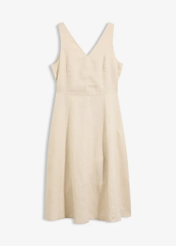 Midikjole i 100% lin, bonprix