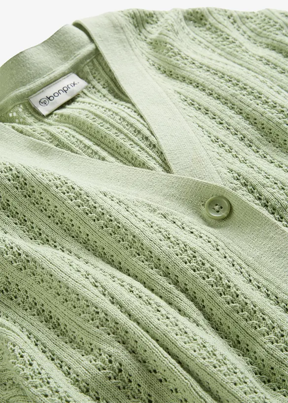 Cardigan med lin og hullm&oslash;nster, bonprix