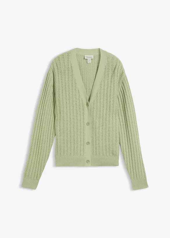 Cardigan med lin og hullm&oslash;nster, bonprix
