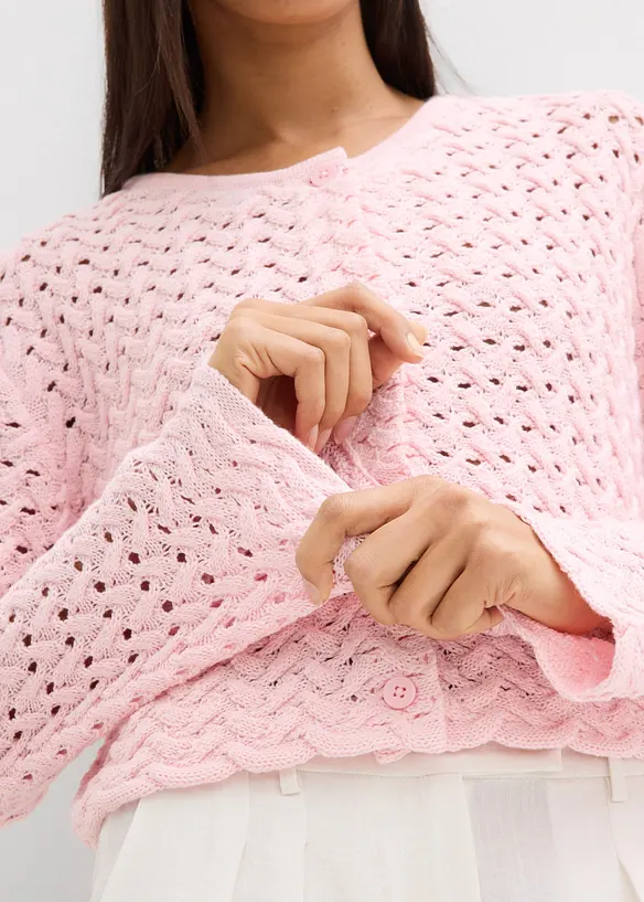 Strikket bolero med hullm&oslash;nster, bonprix