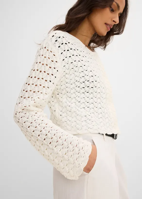 Strikket bolero med hullm&oslash;nster, bonprix