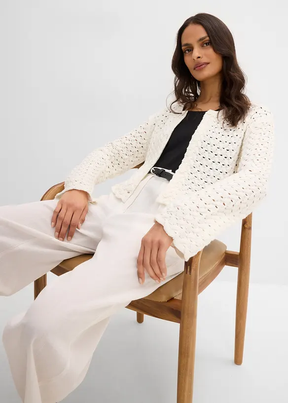 Strikket bolero med hullm&oslash;nster, bonprix