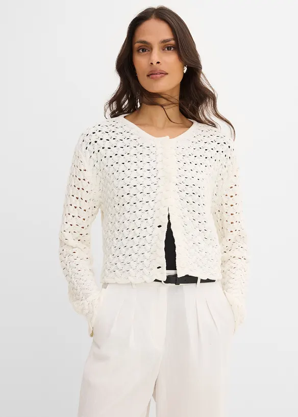 Strikket bolero med hullm&oslash;nster, bonprix
