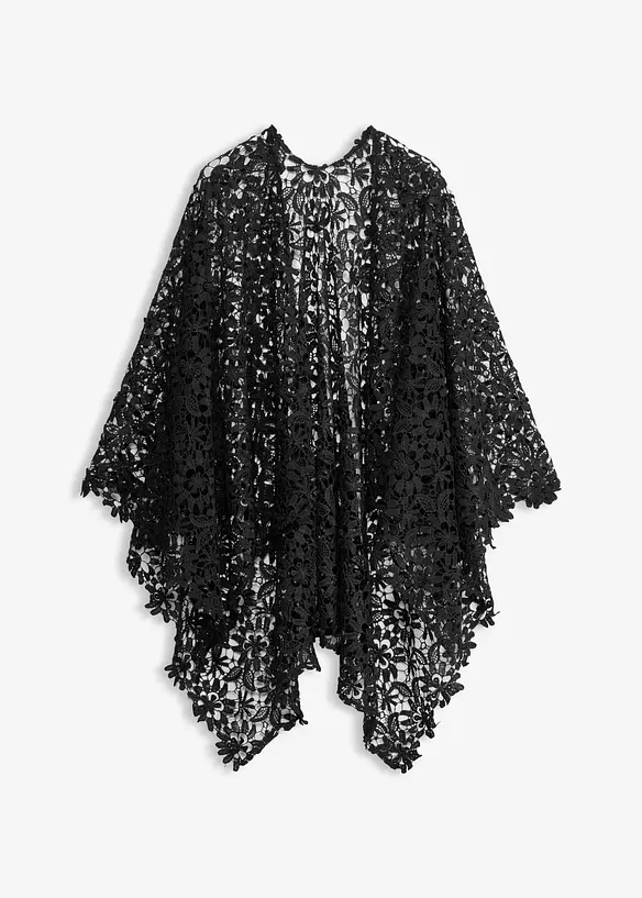 Poncho med blonder i heklet stil, bonprix