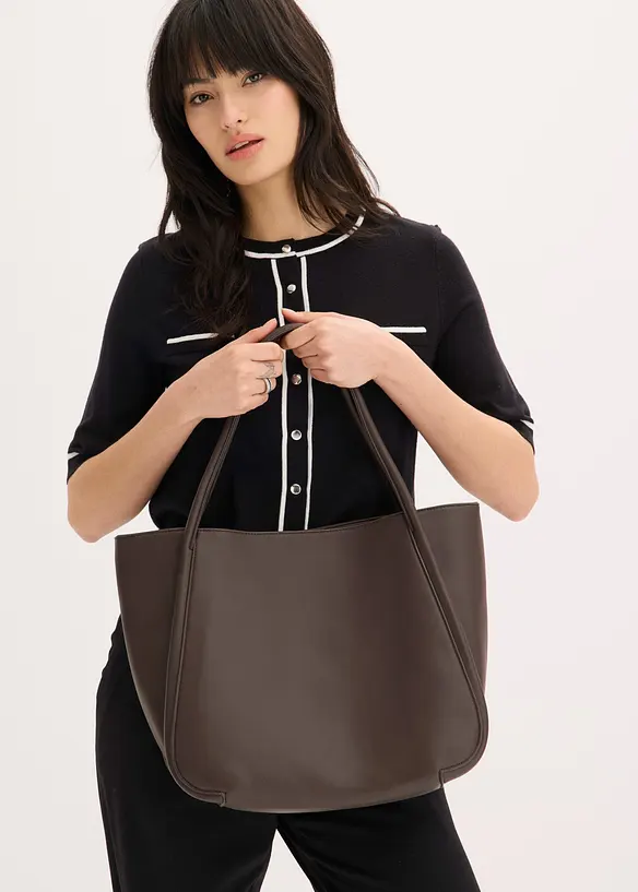 Shoppingveske med rund passepoilering og stort rom, bonprix