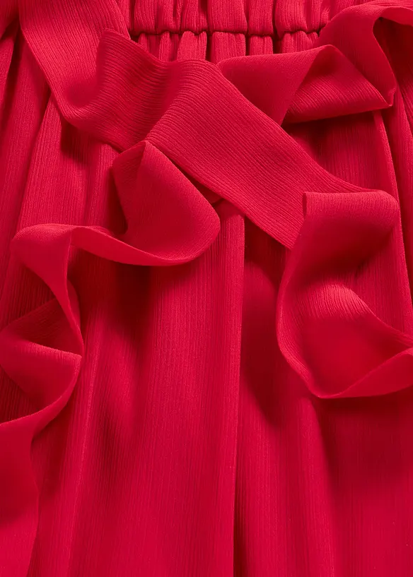 Chiffonkjole med sl&oslash;yfedetaljer, bonprix