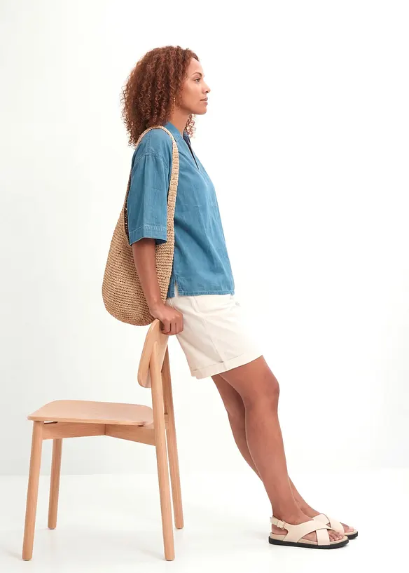 Bermudashorts i papertouch-materiale med bomull, bonprix