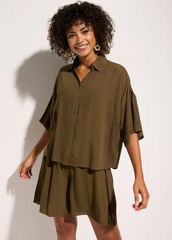 Kort strandbluse i lett viskose, bonprix