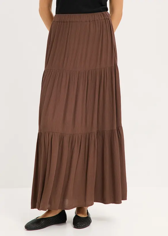 Maxi-volangskj&oslash;rt i strukturert viskosemateriale, bonprix