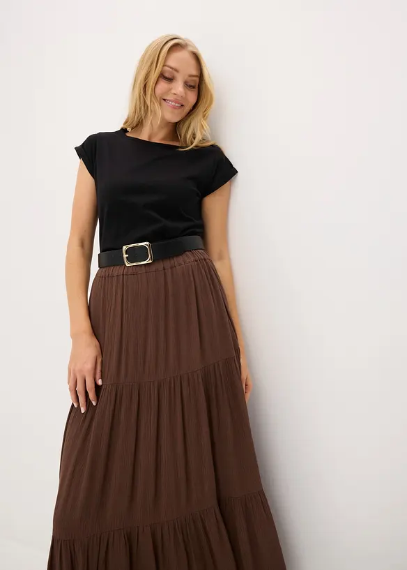 Maxi-volangskj&oslash;rt i strukturert viskosemateriale, bonprix