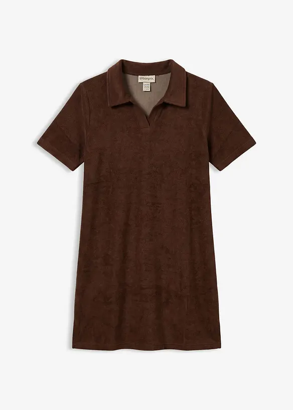 Knelang frott&eacute;kjole med krage, bonprix