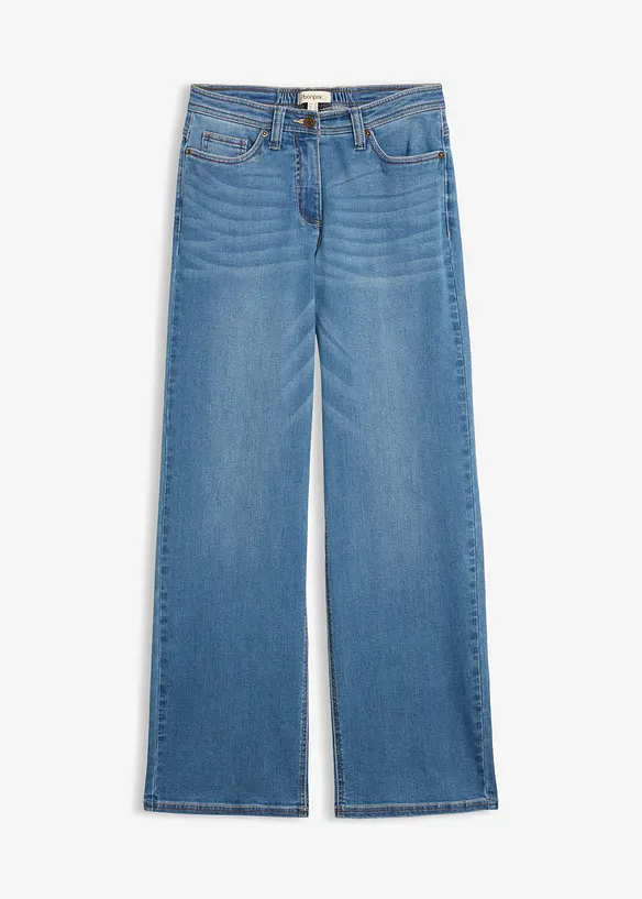Wide Leg-jeans Mid Waist, komfortlinning, bonprix