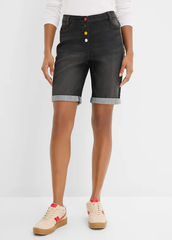 Bermudashorts i denim med broderi og komfortlinning, bonprix