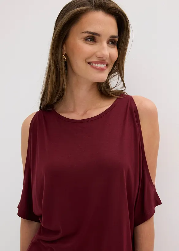 Cold shoulder-topp i viskose, bonprix
